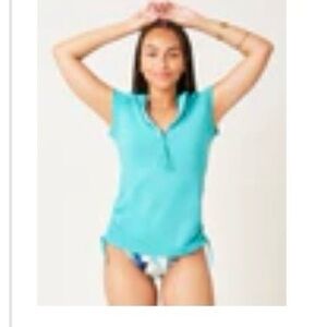 Carve Designs Dawson Rash Guard XS in Ceramic Blue